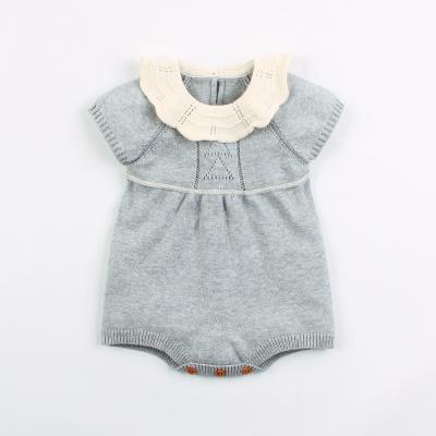 China Fashion Baby Jumpsuit Autumn Flying Sleeve Infant Girls Newborn Bodysuit Tops Onesie Solid Color Knitted Toddler Kids Overalls Clothes for sale