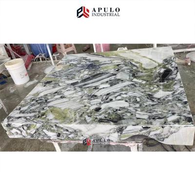 China Modern factory direct round ice jade table green marble top for sale