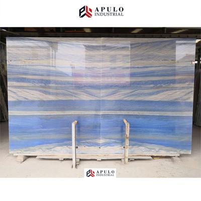 China Modern light blue ocean blue river celeste slabs and azul bahia macauba macaubas stone with veins marmara marble floor tile for sale