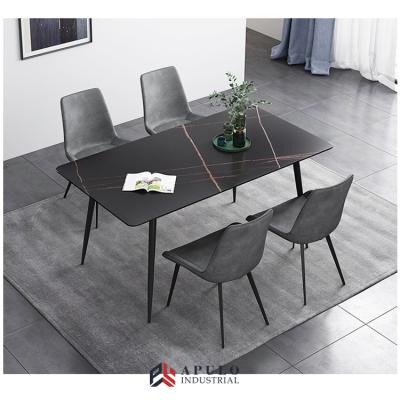 China Modern Chairs Set Simple Modern Rectangular Stone Table Top Luxury Marble Dining Table Black White Combination Small Apartment for sale