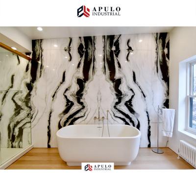 China Apulo Sale Panda Marble Bathroom Wall Tile and Slab Modern Hot White Black Vein Marble Vein Tiles for sale