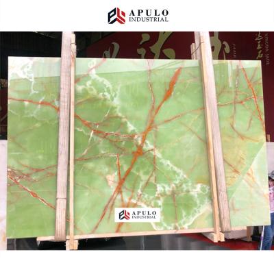 China China natural onyx tile table top marmol jade marmol onix green spider tiles and slabs polished green by modern supplier Marbel for sale