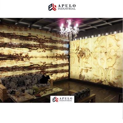 China Modern Natural Polished Illumated Decorative Backlit Slim Translucent Backlit Led Onyx Panel Stone Lit Onyx Wall Lighting Slab for sale