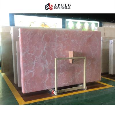 China Modern italian nature pink color rosalia aurora floor wall background rose gold italy flooring onyx vein marble tiles and big slab for sale