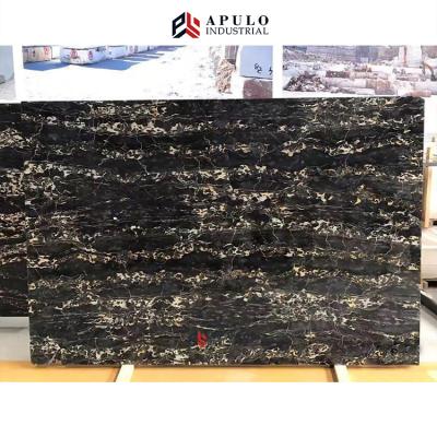 China Factory Direct Modern Custom Size Portoro Black Gold Marble Wall Slab Italian Marble Cladding for sale