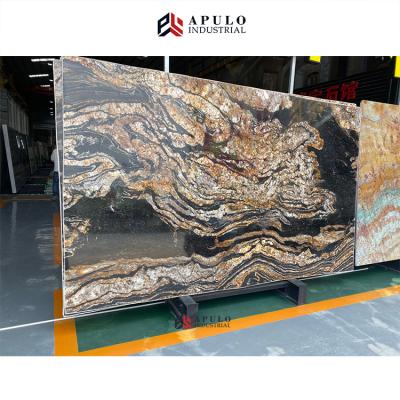 China Modern Cosmic Black Marble Slab Brazilian Gold Marble Black Gold Granite Slab for sale