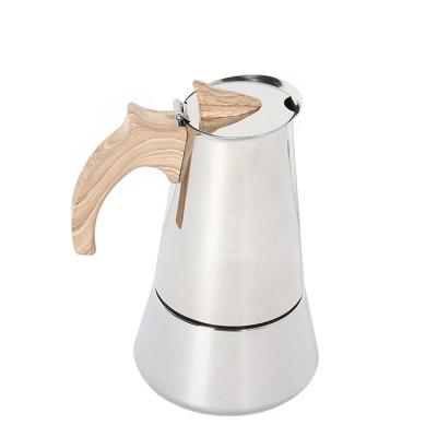 China Hotel Eco-friendly Custom Wood Grain Stovetop Maker Cooker Espresso Mocha Pot Coffee Maker for sale