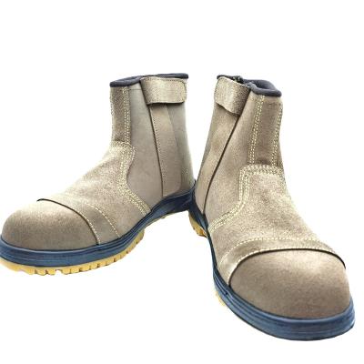 China Steel Toe Made in Taiwan high top light brown suede leather safety boots for sale