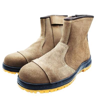 China Steel Toe Taiwan made high top light brown suede leather work boots for sale