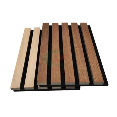 China Highly Efficient Sound Absorption Acoustic Panels Wall Panels And Sound Acoustic Ceiling Bass Slatted Polyester PET And Slotted Wood Acoustic Panel for sale