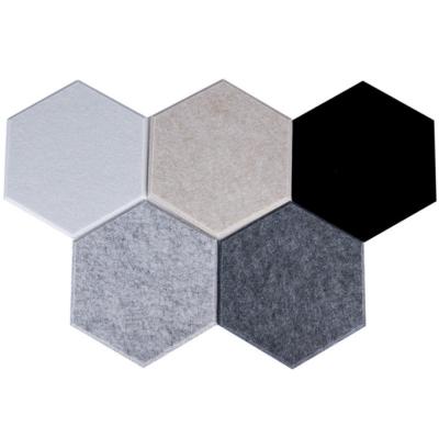 China Highly Efficient Custom Acoustic Sound Absorbing Hexagon Wall Panel Soundproof Polyester Acoustic Panels Pattern Sound Absorbing Ceiling for sale