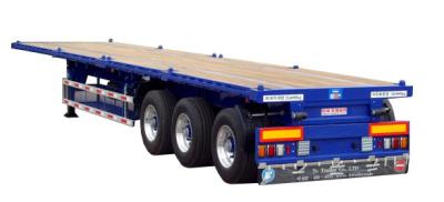 China Tri axle 40 Tons Skeletal semi trailer for Transporting 20  foot 40 foot flatbed trailer for sale