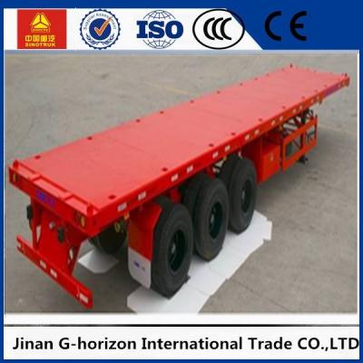 China Tri Axle Flatbed 40 FT Container Long Flatbed Trailer Green Red Yellow White Blue Color for sale