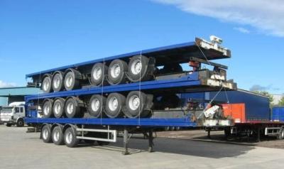 China 13m Extendable air suspension 60t Flat Bed Semi Trailer for transporting 20ft 40ft 45ft for sale