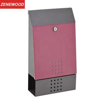 China Zenewood Outdoor Wall Mounted Mailbox Steel Wall Mounted Letter Box With Paper Holder /W1853 for sale