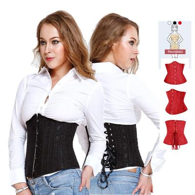 China Jacquard Lace Up Corset For Weight Loss Women Jacquard Waist Trainer Shapers With 26 Steel Bone for sale