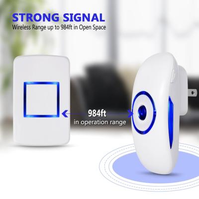 China White Waterproof Wireless Doorbell With 1 Push Button Transmitter And 1 Plug In Ac Receiver for sale