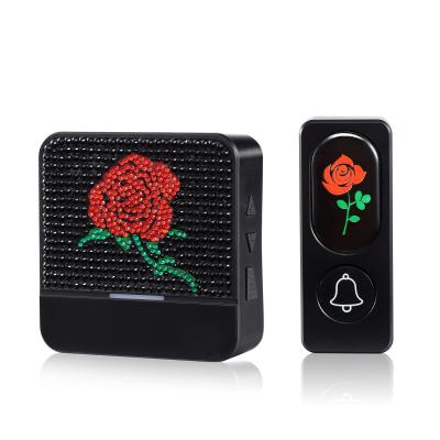 China Rose Flower Style Home Long Range Wireless Doorbell 52 Chimes Battery Inside for sale