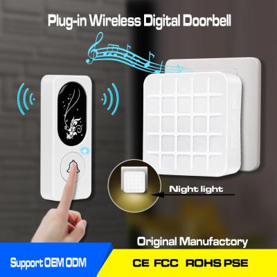 China White Color Battery Operated Wireless Doorbell Multiple Chimes 1000ft Working Range for sale