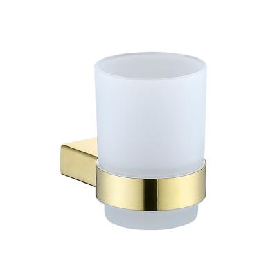 China Single Cup& Tumbler Holder For Bathroom Bathroom Accessories Brushed Gold Cup Tumbler Holder, Toothbrush Cup Holders for sale