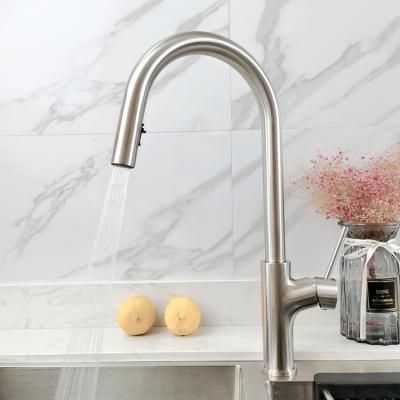 China Modern Kitchen Single Handle Pull Down Kitchen Faucet 3 Function Stainless Steel Kitchen Faucet Mixer Tap for sale