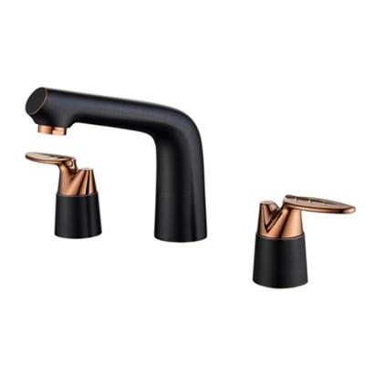 China New Design Bathroom Faucets Sense Double Handle Black GLOBE Basin Vessel Sink Faucet Hot Cold Water Mixer Tap for sale