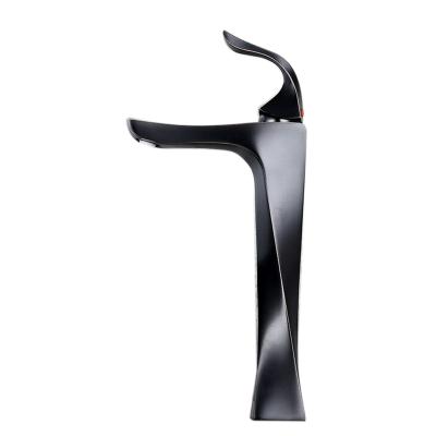 China Specially Artistic Sense Faucets Water Faucet Basin Faucet Curved Brass Black&Chrome Bathroom Faucet for sale