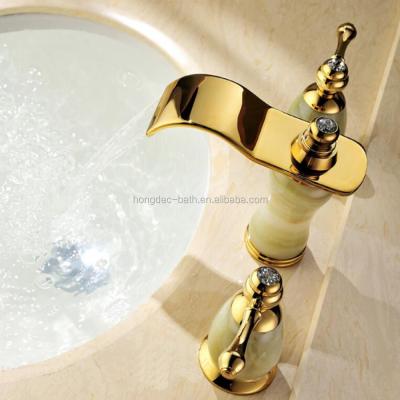 China Sense Faucets Homedec Premium Double Handle Chrome Water Faucet Bathroom Basin Faucet Gold Bath Faucet for sale