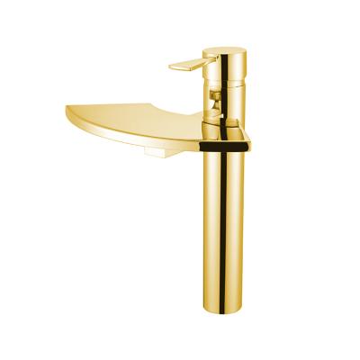 China Gold Finish Metered Brass Basin Faucet Single Tap Mixer Sink Handle Faucets Desk Mounted Rose Gold Shower for sale