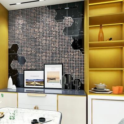 China Parquet color bathroom light brown mosaic tiles and swimming pool tile hot melt glass mosaic tiles for sale