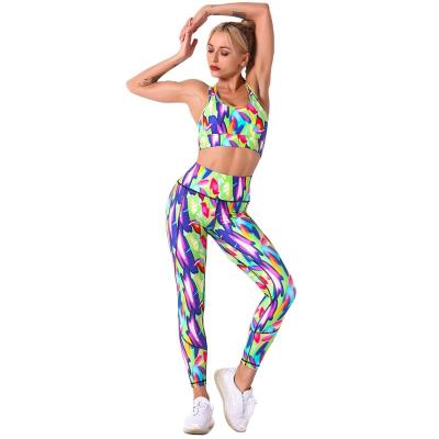 China Sets Workout Clothing Woman Print Yoga Clothing Gym Fitness Sets Yogawear Activewear YS364 for sale