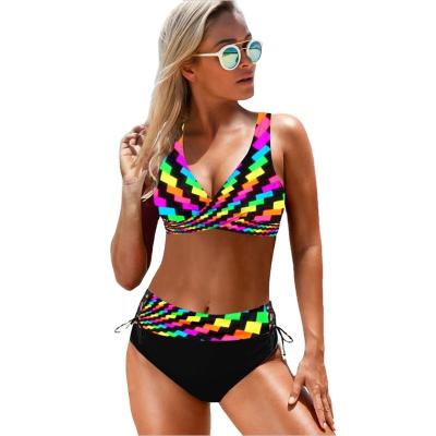 China Breathable Women Brand Print Push Up Padded Bikini Sets Two Piece Swimwear for sale