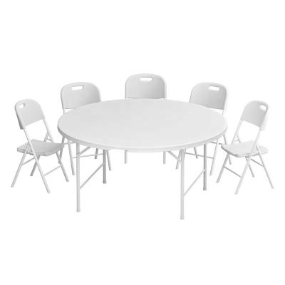 China Benjia folding white plastic restaurant folding quarter round table round plastic table for sale for sale