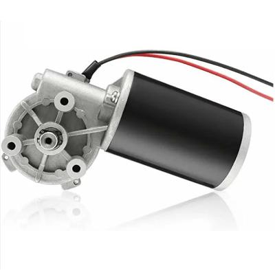 China Totally Enclosed 63mm Low RPM High Motors 40W Torque 12V DC Worm Gear Plastic Copper Geared Motor for sale