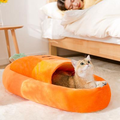 China Sustainable Carrot Cat Mat Semi-closed Open Type Cute Four Seasons Universal Warm Cat Litter Cat Bed for sale