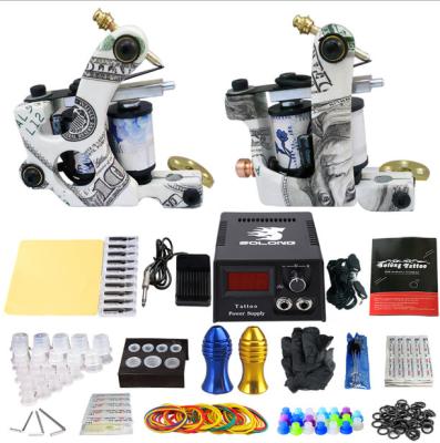 China Professional Double Coil Permanent Tattoo Kits Equipment Set Fog Cutter Full Set for sale