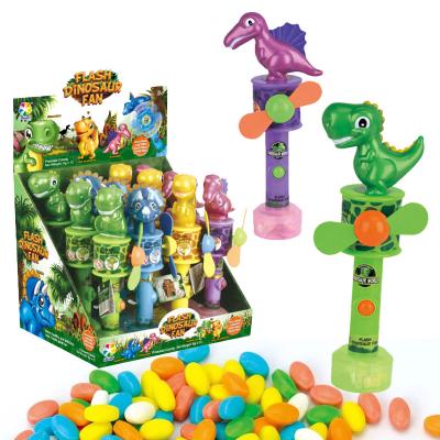 China Cartoon Dinosaur Kids Candy Toy Fan With Halal Confectionery Normal Sweets for sale