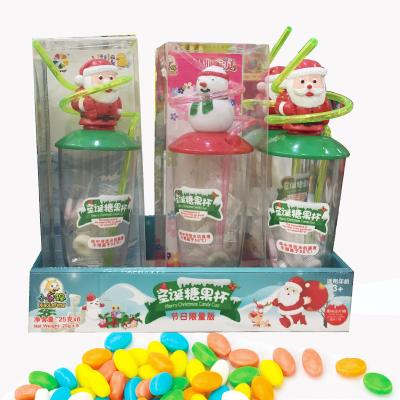 China 3D Normal Christmas Ducles Santa Claus /Snowman Sweet Cup Cotton Candy Plastic Cup With Candies And Candies for sale