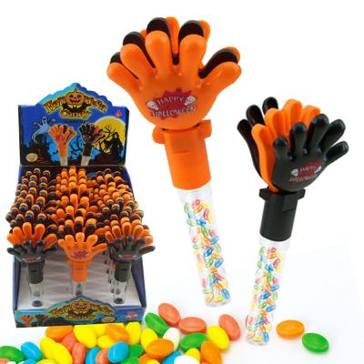 China Shantou Candy China Kids Plastic Hand Pat Halloween Candy Toys With Chocolate Candy BALL for sale