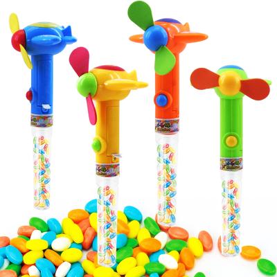 China Mini Promotional Toys Kids Carryover Candy Spinning Fan With Plastic Toys With Empty Candy Children Sweet Candy for sale