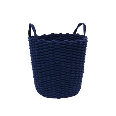 China Large Sustainable Woven Basket For Storage Cotton Rope Folding Basket For Living Room Large Laundry Baskets for sale