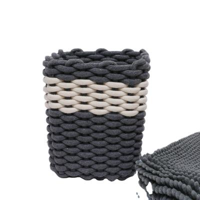 China 2021 New Modern Sustainable Wholesale Cotton Rope Basket Woven Storage Basket Clothes Cotton Rope Storage Basket for sale