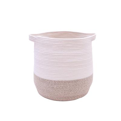 China Yujunbao Amazon Baby Laundry Basket Woven Blankets Round Toy Cotton Rope Sustainable Basket With Handles for sale