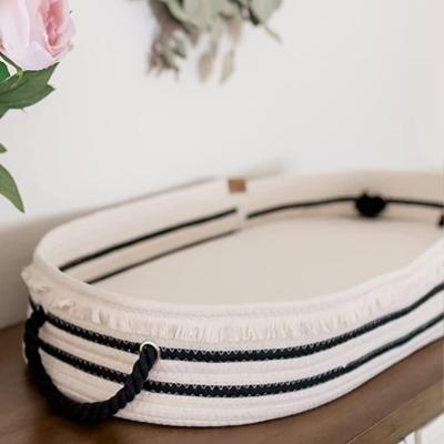 China Sustainable Basket Baby Rope Mat Washable Basket Folding Cotton Changing Basket for sale