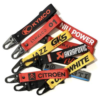 China Other Customization Fashion Design Printed Carabineer Key Chain Polyester Lanyard For Promotion Printed Ribbon for sale