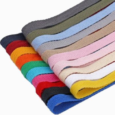 China Viable Colored 100% Cotton Twill Herringbone Fabric 10 Mm Ribbon Tape Cotton Webbing 900 Color Choices Customize Print Logo for sale