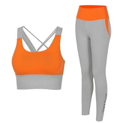 China 2021 Breathable Fashion Women 2 Two Piece Set Gym Yoga Cloth Sports Tank Top Bra And High Waist Leggings Workout Suit for sale