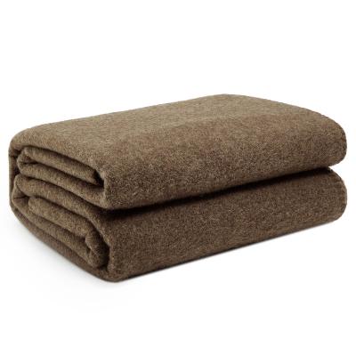 China anti-pilling; portable; 500 gsm Warm and Furry Merino Wool Blanket Gray and Camel Double Side Single Bed Throw Knitting Blanket Washable for Winter for sale