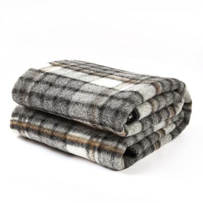 China anti-pilling; 60x80 Inch Portable Machine Washable Merino Wool Knit Blanket Gray Plaid Throw Blankets For Winter for sale