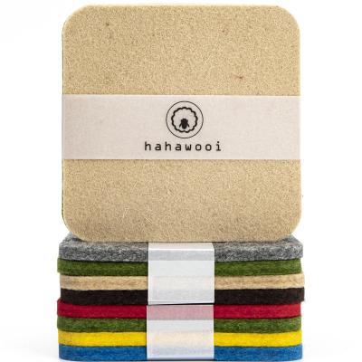 China Sustainable Wholesale Luxury 100% Merino Wool Felt Cup Mat Customized 10cm*10cm Square Cup Pad Dish Coaster For Kitchen Home Hotel for sale